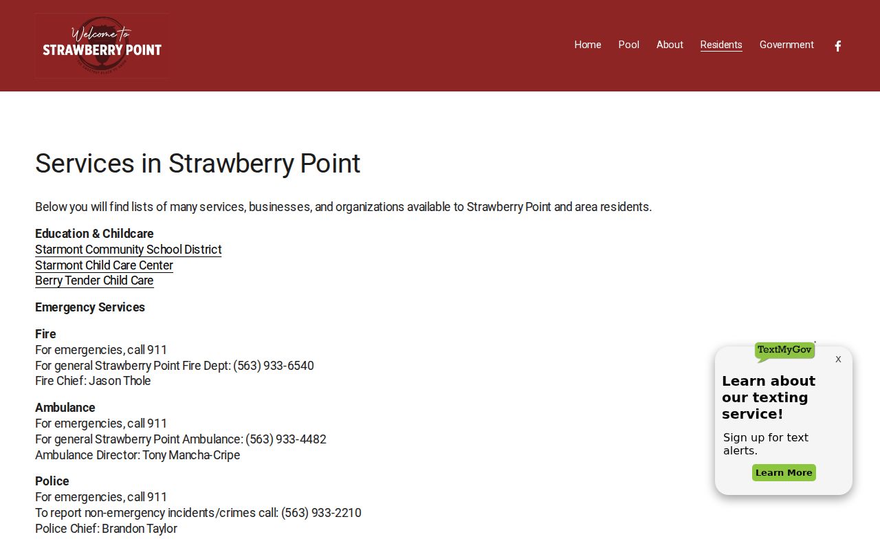 Strawberry Point police contact for local warrant and incident routing